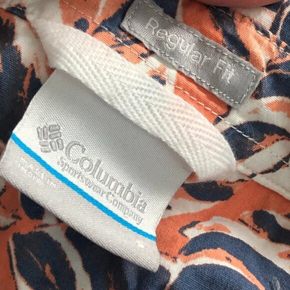 Columbia Rapid Rivers Short Sleeve Shirt Men's size S Blue White Coral NEW - Picture 2 of 7